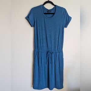 32 Degrees Blue Cuffed Sleeve Crew Neck Midi Sundress Size S